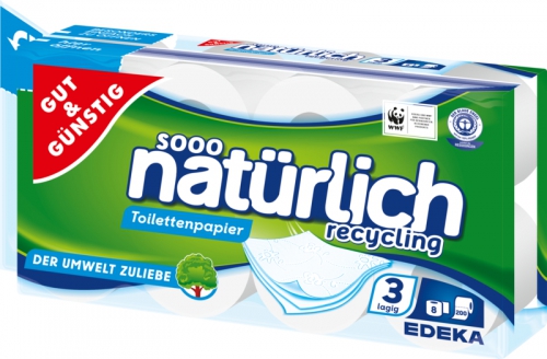 Toilettenpapier recycling 3-lagig, 200 Blatt, Dezember 2017
