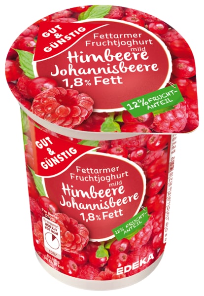Fettarmer Fruchtjoghurt 1,8% Fett Johannisbeere, April 2018