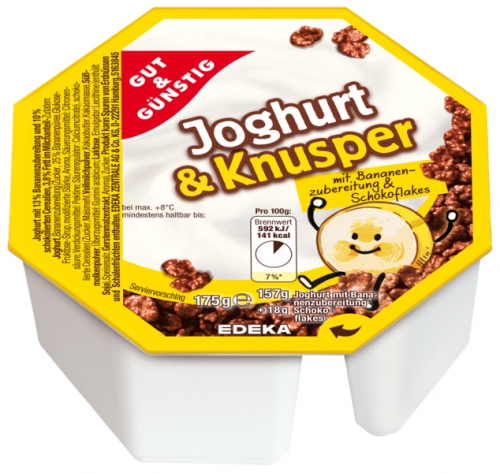Joghurt & Knusper Banane und Schoko Flakes, Januar 2018
