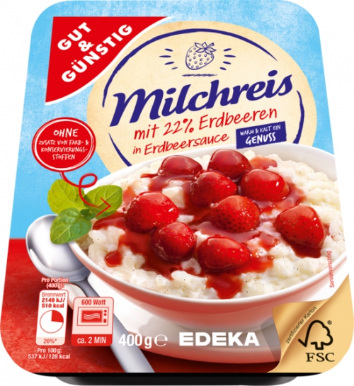 Milchreis mit Erdbeeren, Januar 2018