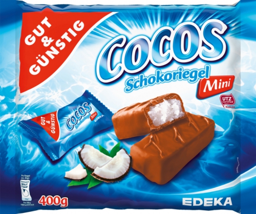 Mini Schokoriegel Cocosnuss, Januar 2018
