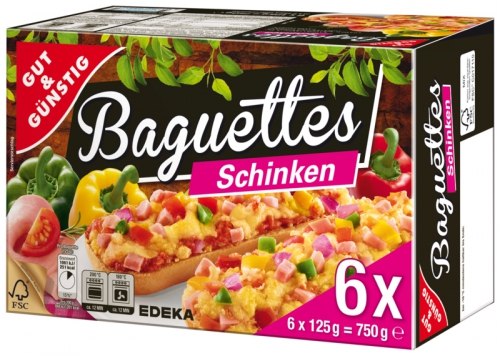 Baguettes Schinken, 6 Stück, Dezember 2017