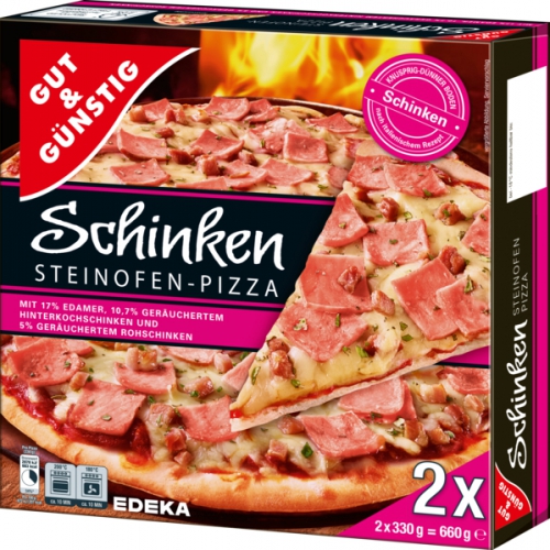 Steinofen Pizza Schinken, 2 Stück, Dezember 2017