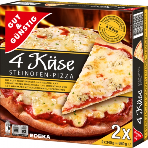 Steinofen Pizza 4 Käse, 2 Stück, Dezember 2017