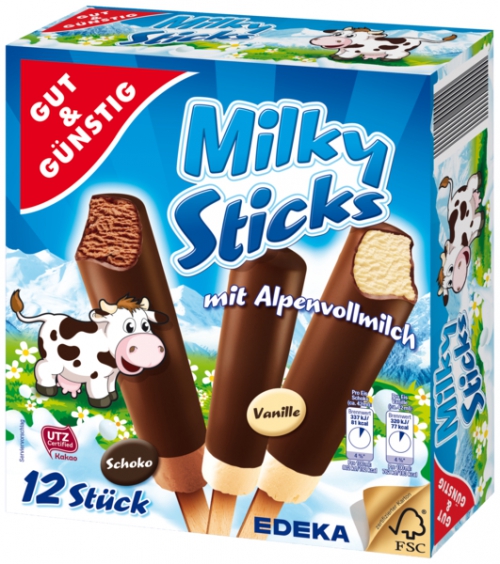 Milky Sticks, 12 Stück, Januar 2018