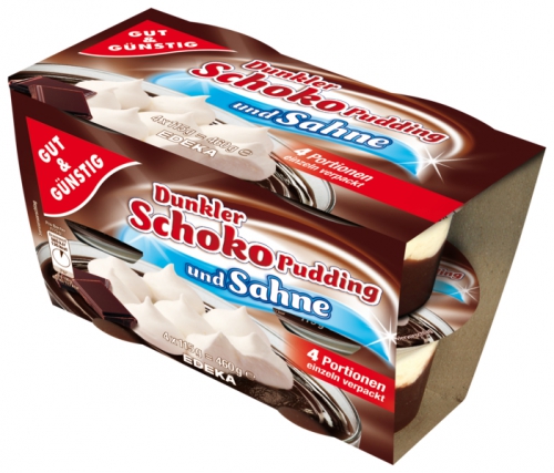 Dunkler Schoko Pudding und Sahne, 4 Stück, Januar 2018