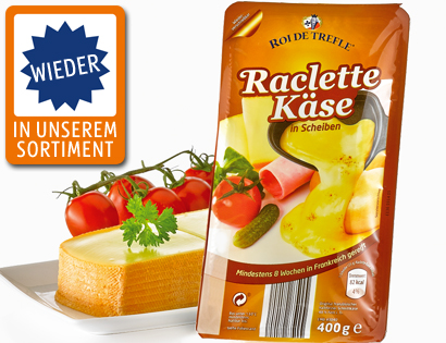 Raclette Käse, in Scheiben, September 2013