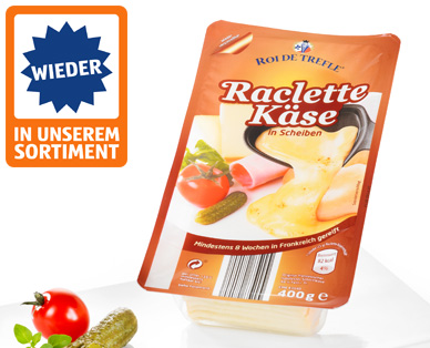 Raclette Käse, in Scheiben, September 2014