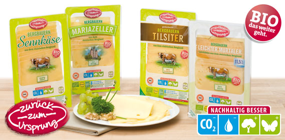 Bio Bergbauernkäse Mariazeller Käse in Scheiben, Februar 2012